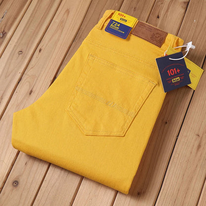 White Jeans Men's Fashion Straight Elastic Cotton Denim Pants Spring Autumn All-match Business Casual Trousers Male Clothes