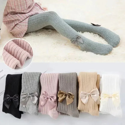 Spring Autumn Baby Girls Tights Cotton Knitting Tights for Girls Fashion Bowknot Children Girls Pantyhose Soft Leggings