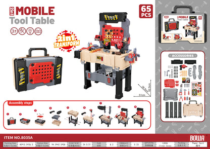 Kids Tool Bench, Realistic, Transformable Tool Set, Toddler Bench Pretend Play Learning Gift for Boys & Girls Age 3-5