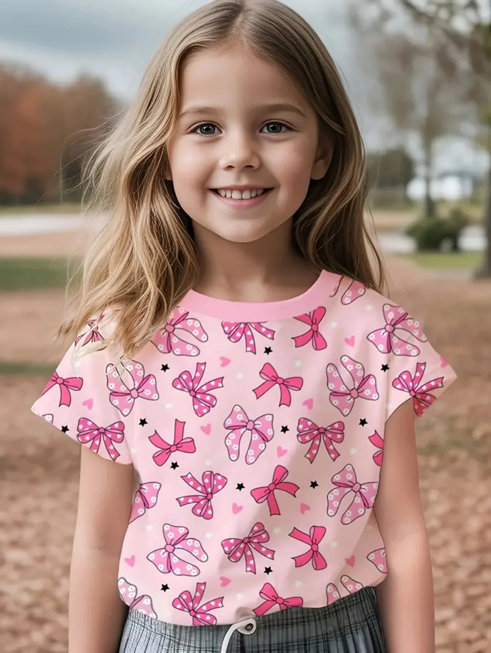 Kids Clothes Children's T-Shirt Girl Short Sleeve Top Cartoon Bow Kawaii Girls Summer Clothes Child T-Shirt Children's Clothing