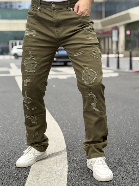 Fashionable Men's Jeans   Exquisite Embroidery   Patched And Mended Holes   Trendy And Versatile   Discounted And Free Shipping