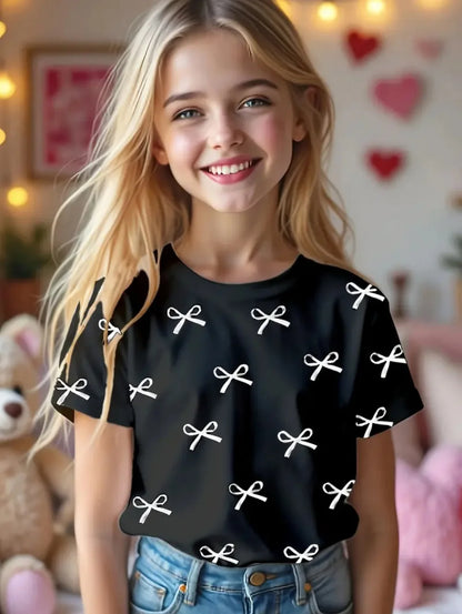 Kids Clothes Children's T-Shirt Girl Short Sleeve Top Cartoon Bow Kawaii Girls Summer Clothes Child T-Shirt Children's Clothing