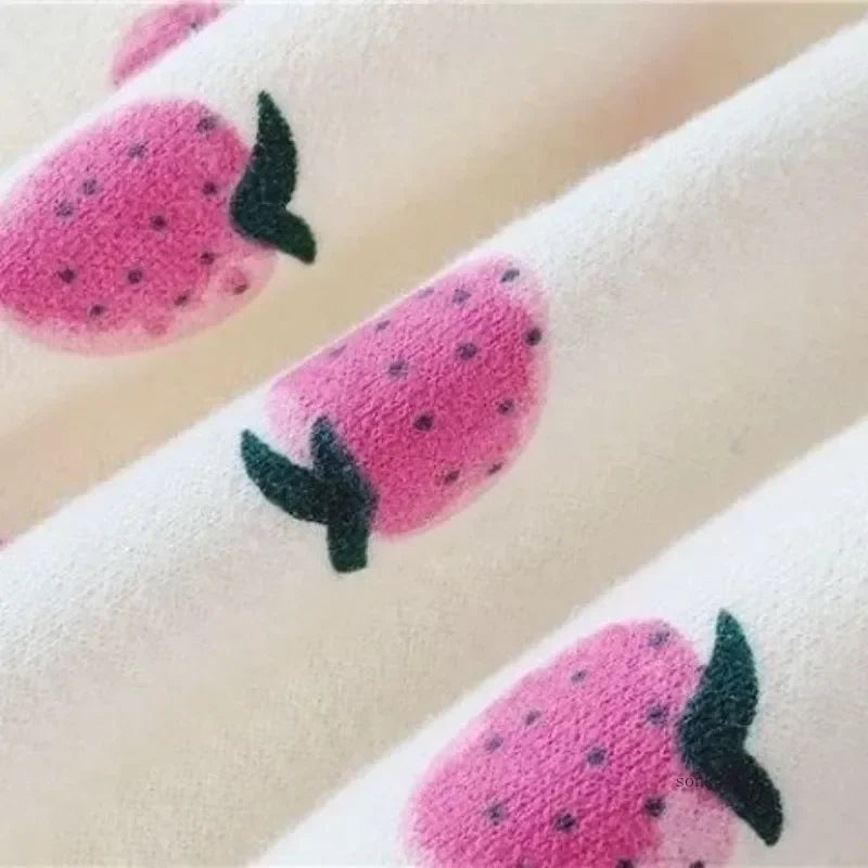 Girls' Dress Cartoon Strawberries  Autumn New Korean Girls' Splicing Pleated Dress Printed Baby Kids Casual Clothes