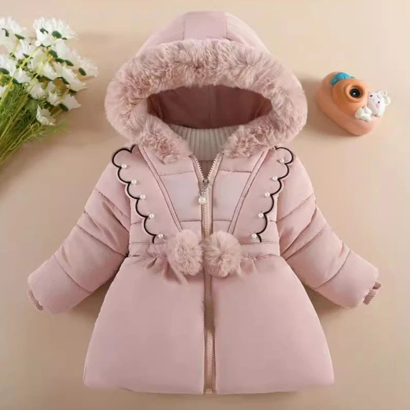 Children's Winter Clothing For Girls 1 to 6 Years Old Cashmere Thickened Fashion Cotton-Padded Jacket Kids Long Sleeve Outfits