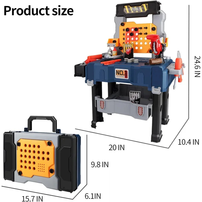 Kids Tool Bench, Realistic, Transformable Tool Set, Toddler Bench Pretend Play Learning Gift for Boys & Girls Age 3-5