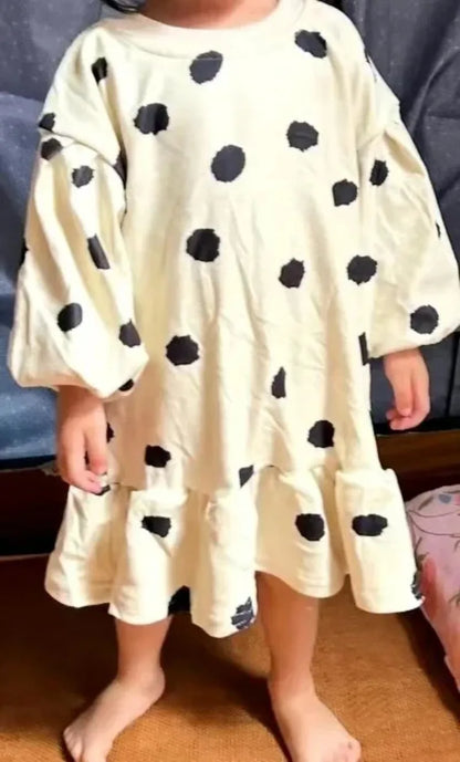 Girls' Dress Cartoon Strawberries  Autumn New Korean Girls' Splicing Pleated Dress Printed Baby Kids Casual Clothes