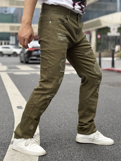 Fashionable Men's Jeans   Exquisite Embroidery   Patched And Mended Holes   Trendy And Versatile   Discounted And Free Shipping