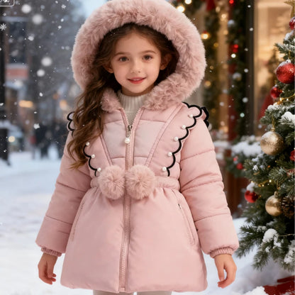 Children's Winter Clothing For Girls 1 to 6 Years Old Cashmere Thickened Fashion Cotton-Padded Jacket Kids Long Sleeve Outfits