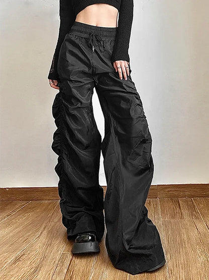 Fashion Trend Personalized Self-Confidence Avant-Garde Cool All-Match Casual Loose Girl High Waist Wide Leg Lantern Pants