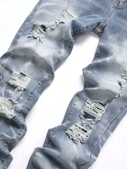 Fashion Men's Jeans Pants Stretch Dark Blue Skinny Jeans For Men Casual Slim Fit Denim Pants Korean Style Male Trousers Jeans