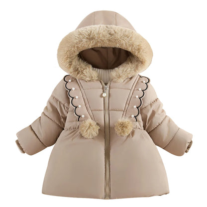 Children's Winter Clothing For Girls 1 to 6 Years Old Cashmere Thickened Fashion Cotton-Padded Jacket Kids Long Sleeve Outfits