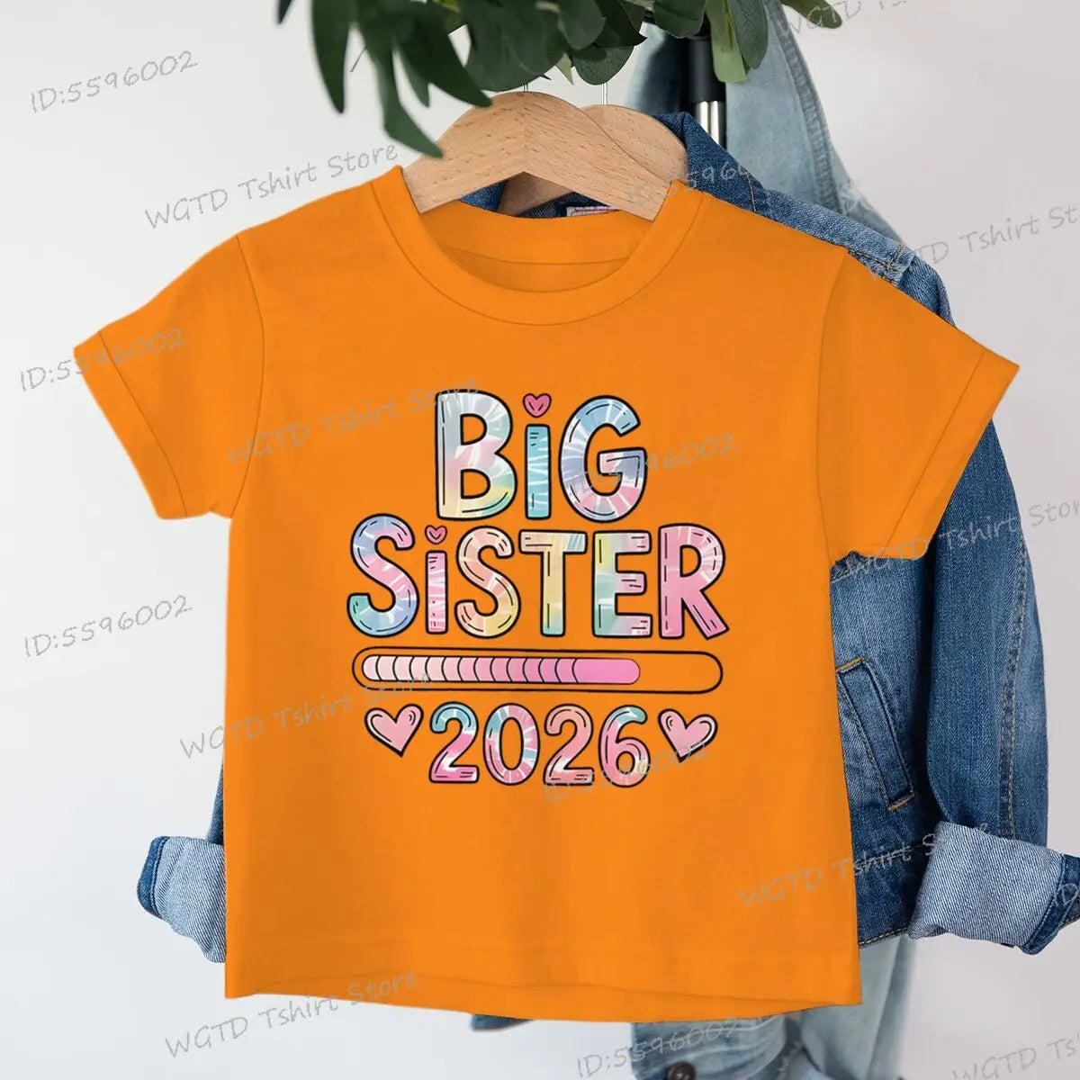 Girls Big Sister 2026 T-Shirt Cute Kawaii Graphic Toddler Tee Funny Birthday Gift for Girls Sibling Matching Outfit Kids Clothes