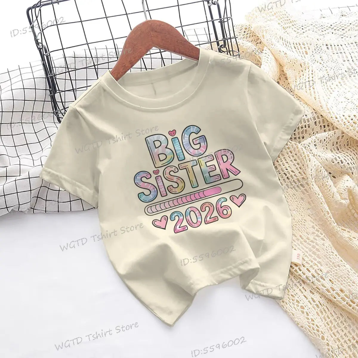 Girls Big Sister 2026 T-Shirt Cute Kawaii Graphic Toddler Tee Funny Birthday Gift for Girls Sibling Matching Outfit Kids Clothes