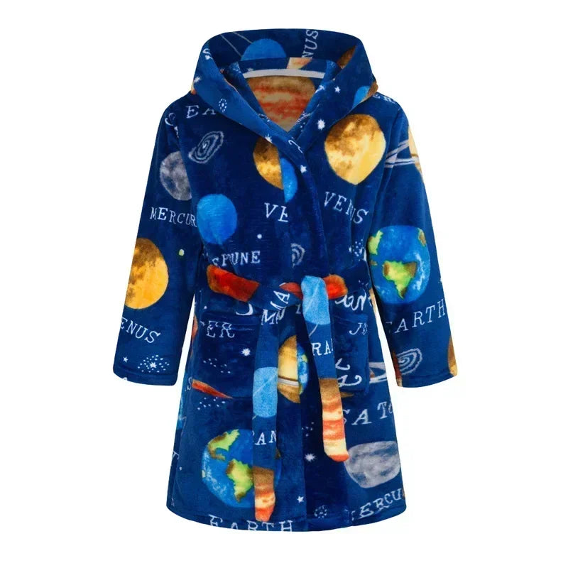 Kids Bathrobe for Girl Children Clothing Girl Flannel Bath Robe Clothes Boy Cartoon Night Robe Kids Pajamas For Girl 4-12 years