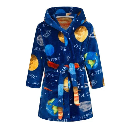 Kids Bathrobe for Girl Children Clothing Girl Flannel Bath Robe Clothes Boy Cartoon Night Robe Kids Pajamas For Girl 4-12 years