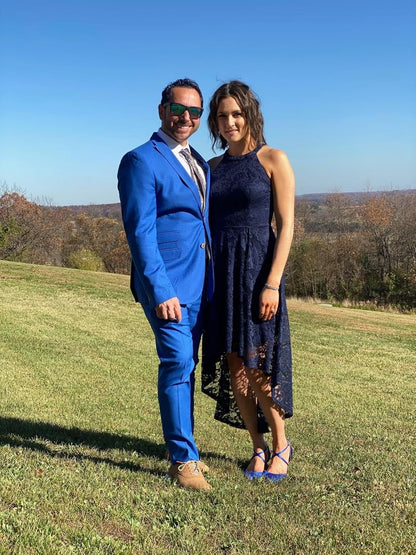 Women's Halter Lace Hi-Lo Cocktail Dress for Wedding Guests and Bridesmaids