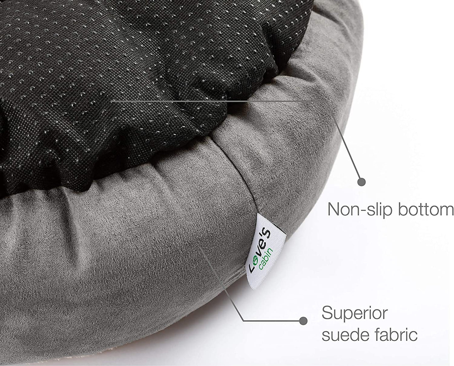 Round Donut Pet Cushion Bed for Cats and Small Dogs, 20-Inch, Anti-Slip Water-Resistant Base, Ultra-Soft Durable Fabric, Washable Luxury Design in Gray