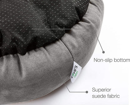 Round Donut Pet Cushion Bed for Cats and Small Dogs, 20-Inch, Anti-Slip Water-Resistant Base, Ultra-Soft Durable Fabric, Washable Luxury Design in Gray