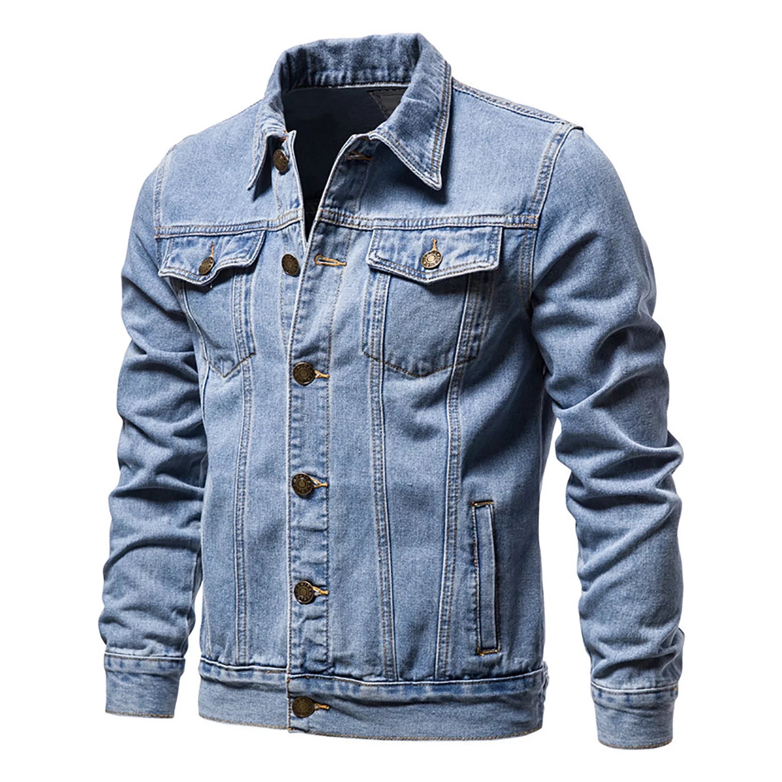 Men's Plus Size Oversized Denim Jacket - Lightweight Button-Down Lapel Jean Coat for Big and Tall