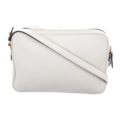 Vitello Phenix White Leather Double Zip Camera Crossbody Bag - Stylish & Chic 1BH079