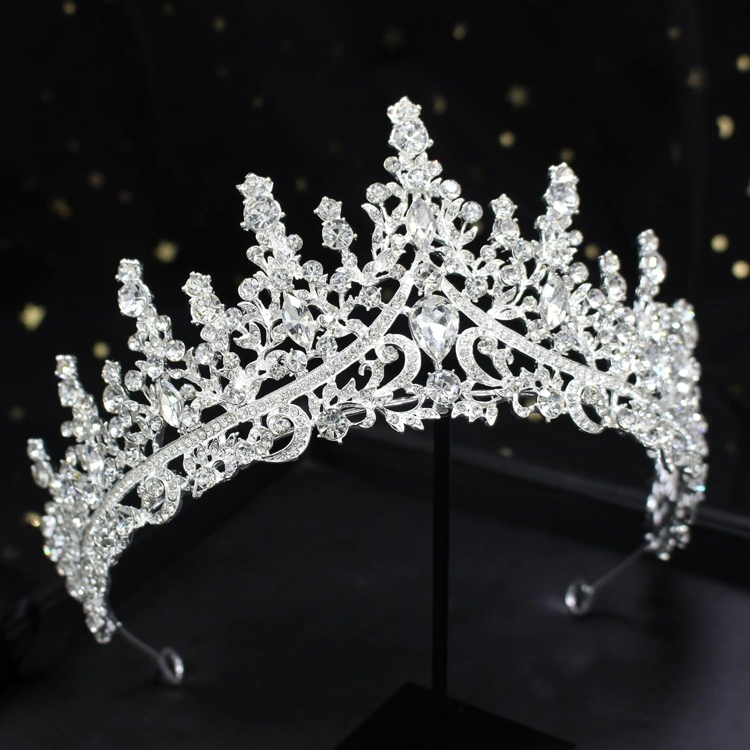 Silver Tiara and Crown for Women - Crystal Rhinestone Accessories for Bridal, Birthday, Prom, Halloween, and Costume Events