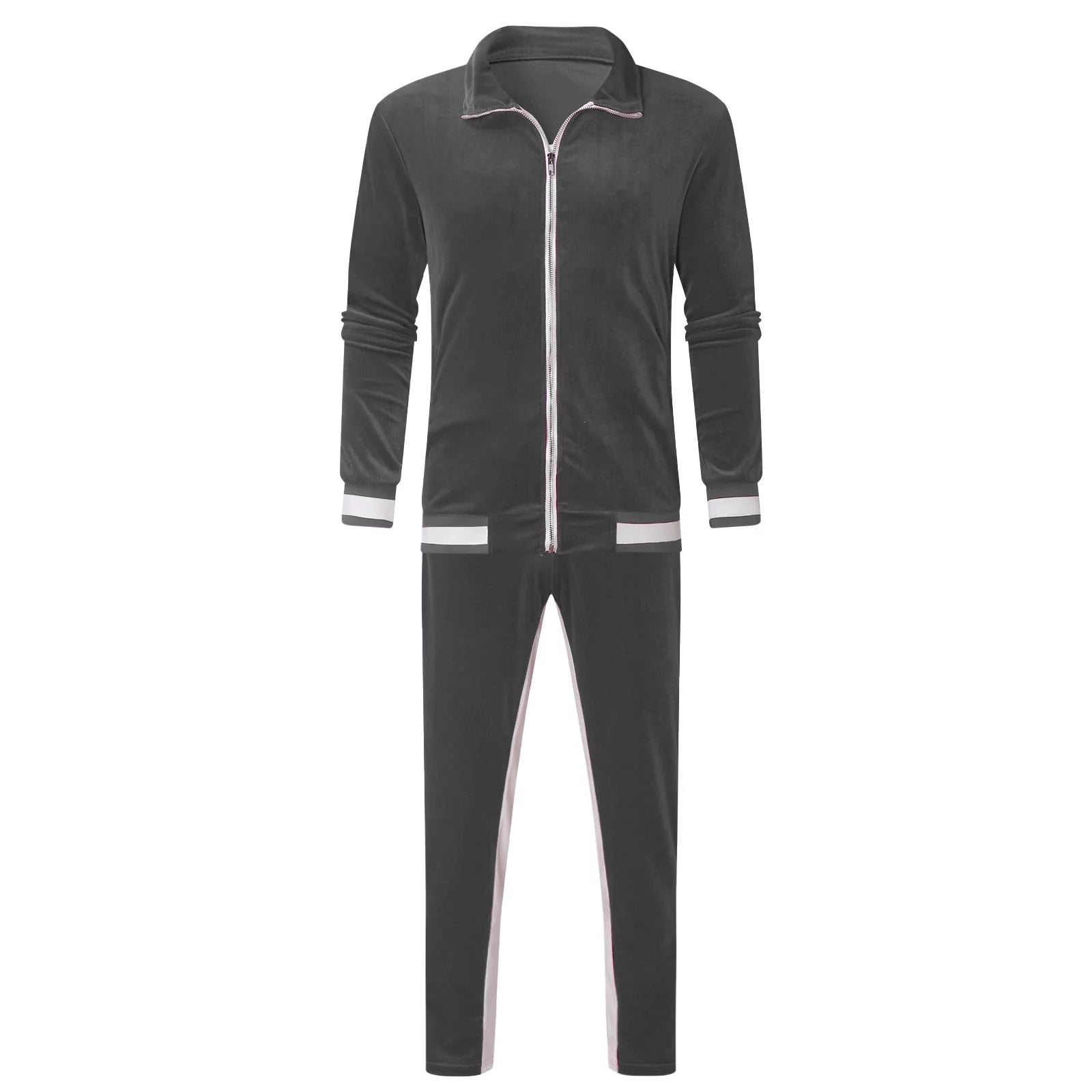 Men's 2023 Velour Tracksuit - Warm Full Zip Jacket & Jogger Sweatpants Set for Fitness & Sports