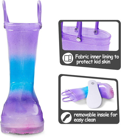 Children's Waterproof Light-Up Rain Boots with Easy-On Handles