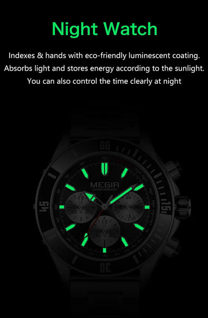 Men Quartz Watches Luxury Business Casual Chronograph Waterproof Large Dial Luminous Date Sport Wristwatch Reloj Hombre