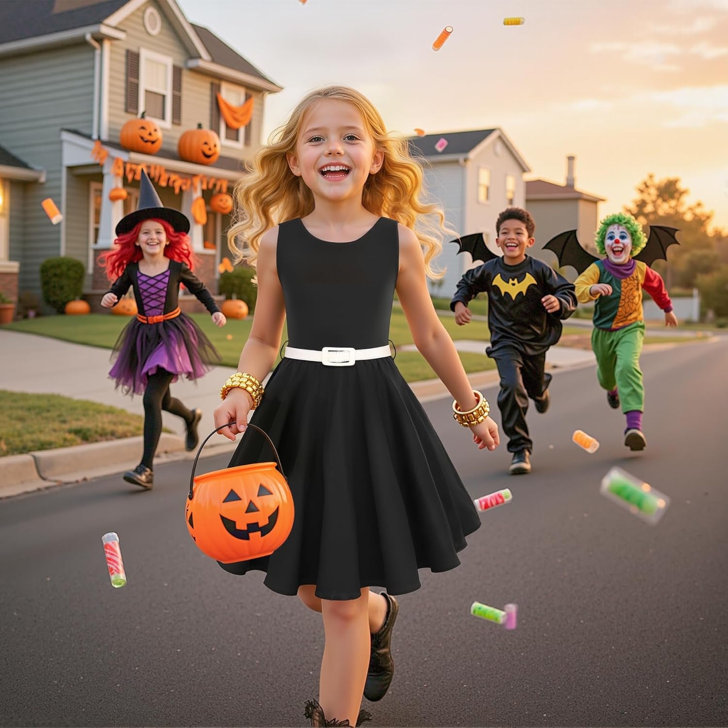 Girls Vintage Dress 50S Retro Twirling Special Occasion Dresses Size 6-14 Sleeveless Kids Dress