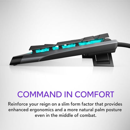 AW510K Low-Profile RGB Gaming Keyboard with Per-Key RGB LED Backlighting, Media Controls, USB Passthrough, and Cherry MX Low Profile Red Switches