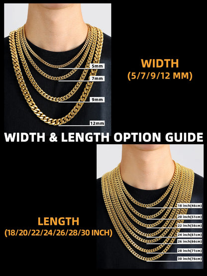 Stunning 30" 18K Gold Filled Cuban Chain Necklace - Heavy Chunky Stainless Steel Curb Design for Women - Perfect Hip Hop Punk Jewelry