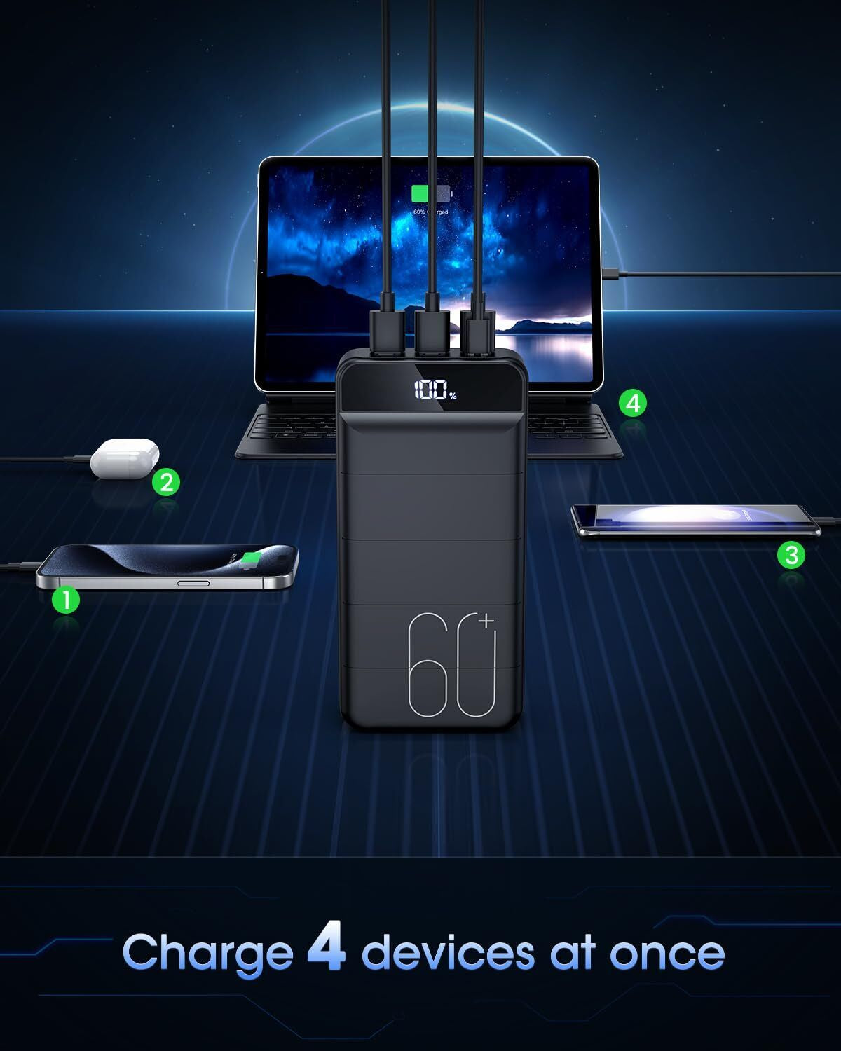 Portable Charger 60000Mah Power Bank - 22.5W Fast Charging External Battery P...