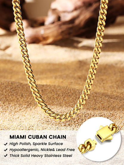 Stunning 30" 18K Gold Filled Cuban Chain Necklace - Heavy Chunky Stainless Steel Curb Design for Women - Perfect Hip Hop Punk Jewelry