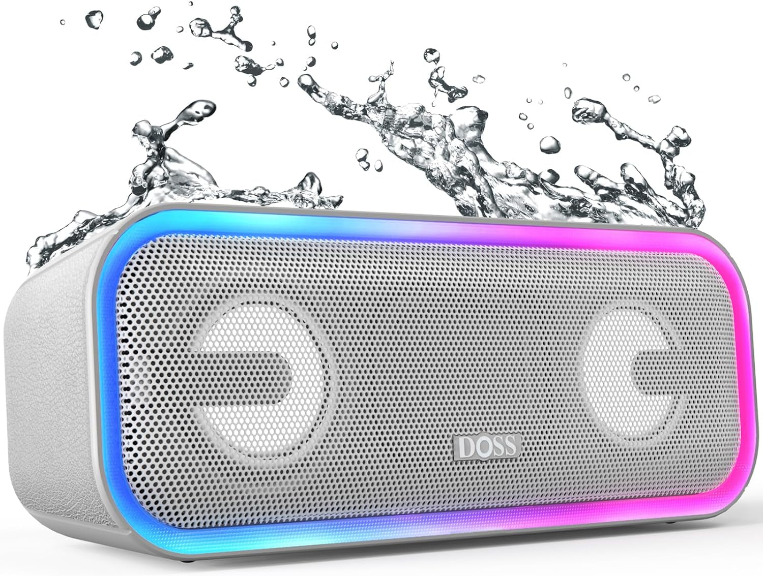 Soundbox Pro+ Bluetooth Speaker - 24W High-Performance Sound, Enhanced Bass, IPX6 Waterproof, 15 Hours Playtime, Wireless Stereo Pairing, Colorful LED Lights, 66 FT Range - Grey