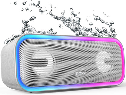 Soundbox Pro+ Bluetooth Speaker - 24W High-Performance Sound, Enhanced Bass, IPX6 Waterproof, 15 Hours Playtime, Wireless Stereo Pairing, Colorful LED Lights, 66 FT Range - Grey