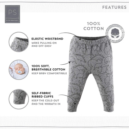 Peanutshell 5-Pack Toddler Pants Set for Boys and Girls - 100% Cotton, Suitable for Ages 0-24 Months - Dinosaur Theme