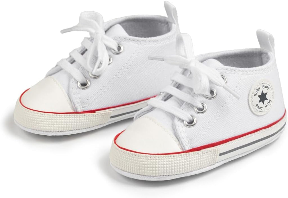 Unisex Baby Boy Girl Canvas Sneaker Soft Sole Infant Lace up Newborn Ankle Toddler First Walkers Crib Shoes