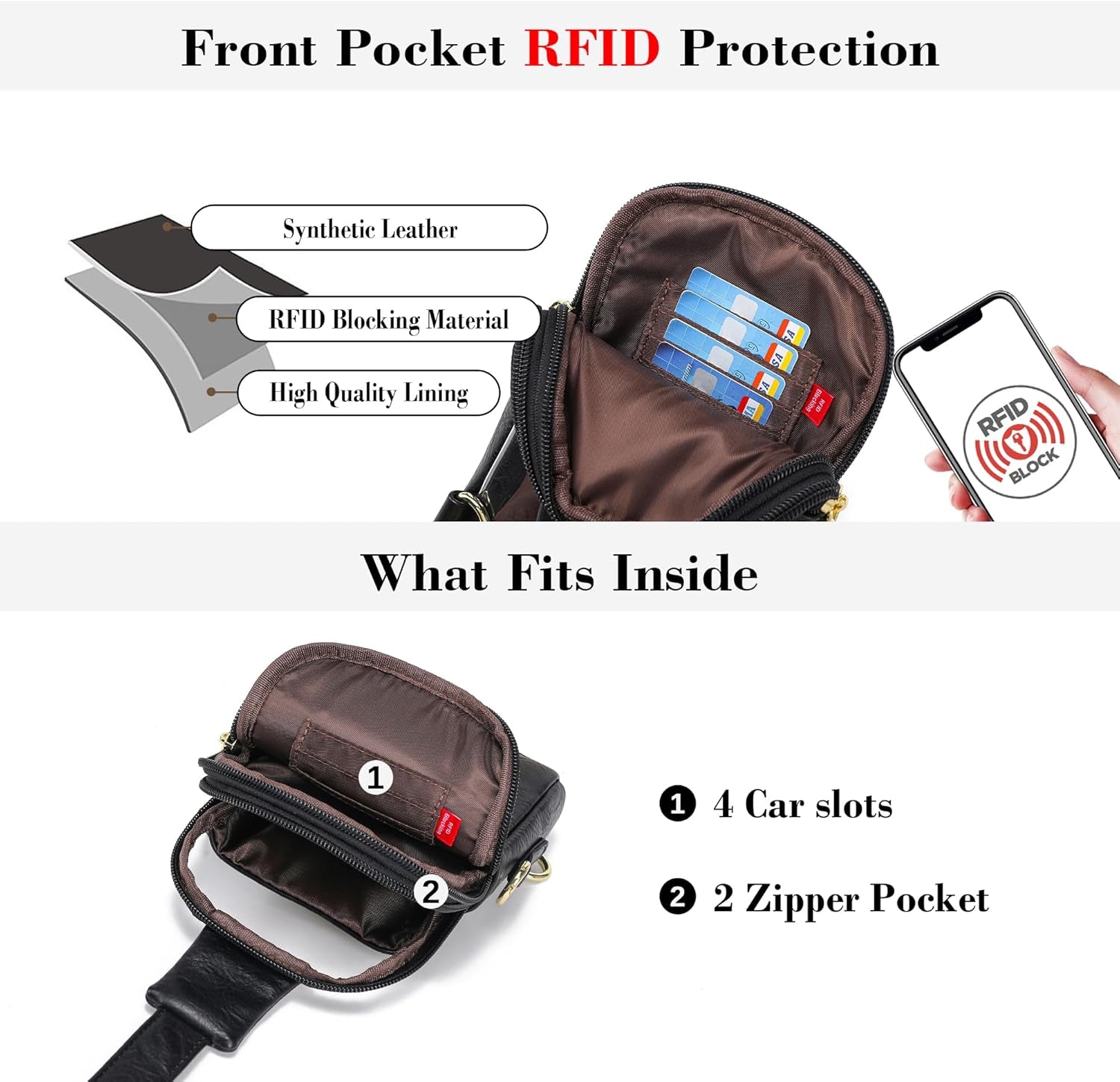 Women's Sling Bag with Touchscreen - Compact Crossbody Cell Phone Purse and Fanny Pack