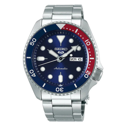 SEIKO 5 SRPD53 Mens Blue Dial Blue/Red Bezel Metal Day/Date Automatic Watch $350