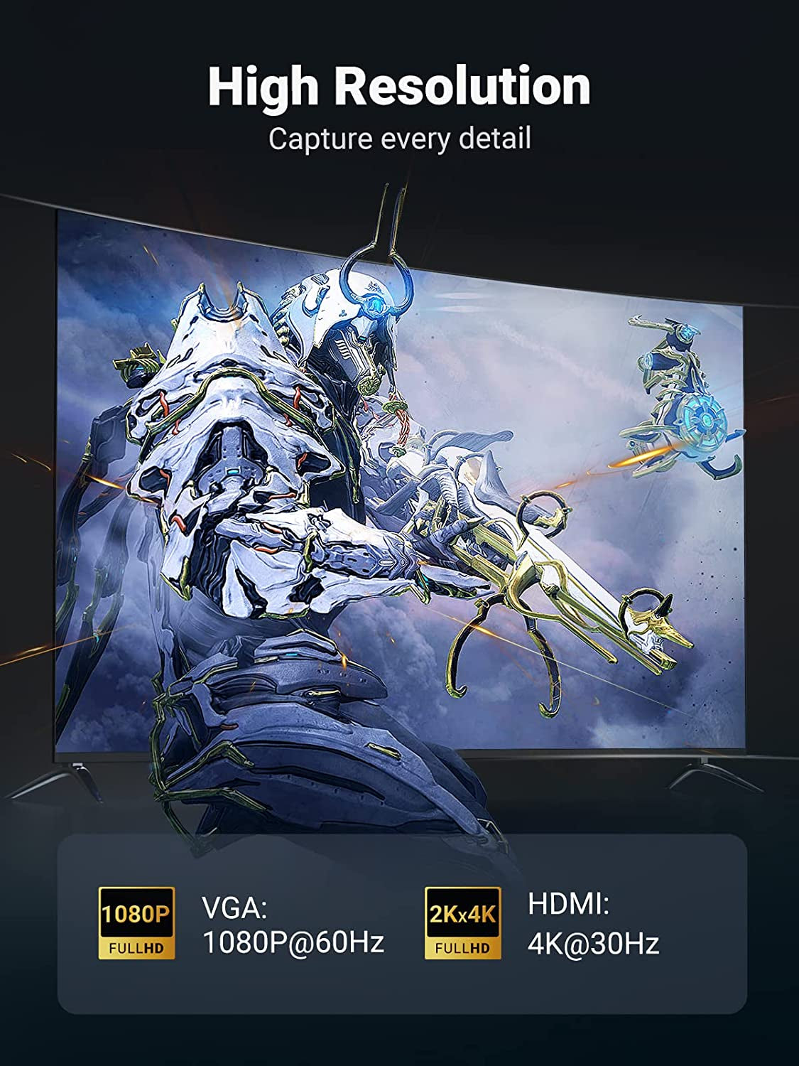 4K Mini DisplayPort to HDMI and VGA Adapter, Thunderbolt 2 Compatible with MacBook Pro, MacBook Air, iMac, Surface Pro, Surface Laptop, and ThinkPad X1, White