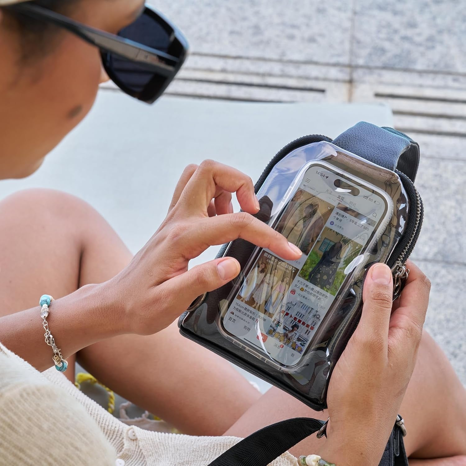 Women's Sling Bag with Touchscreen - Compact Crossbody Cell Phone Purse and Fanny Pack