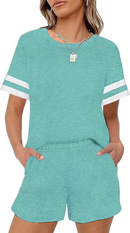 Loungewear Sets for Women 2 Piece Sweatsuits Set Summer Outfits Womens Pajamas Set Shorts Pjs Sets with Pockets