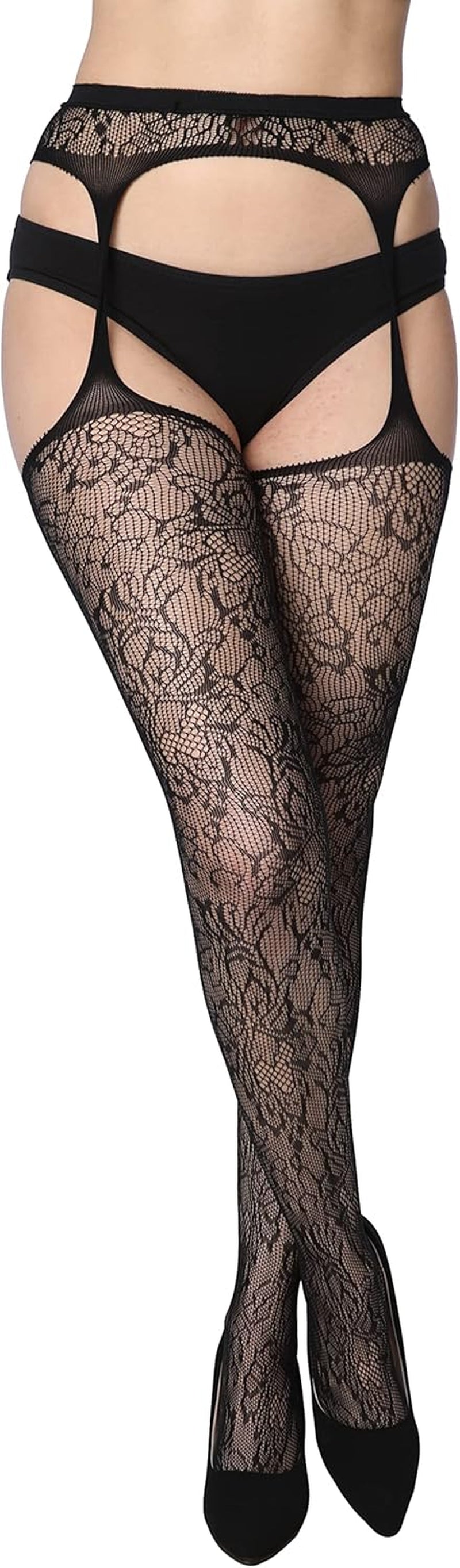 Women's Lace Fishnet Stockings - Sexy Pantyhose in Regular and Plus Sizes (Pack of 6)
