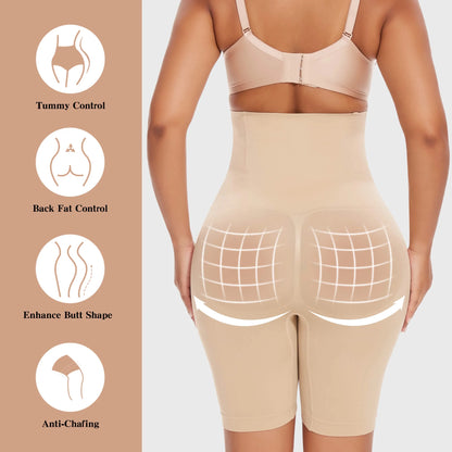 High-Waisted Tummy Control Shapewear Shorts - 2 Pack Body Shaper for Ultimate Thigh Slimming