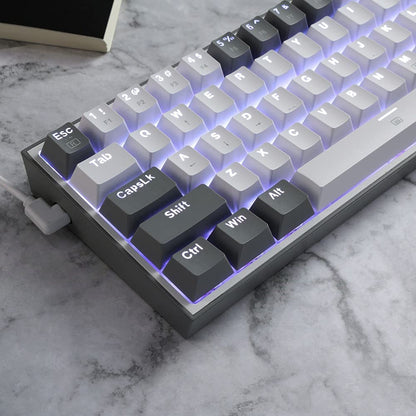 K617 Fizz 60% Wired RGB Mechanical Gaming Keyboard, 61 Keys Hot-Swap Compact Design with White and Grey Keycaps, Linear Red Switch, Professional Driver and Software Support