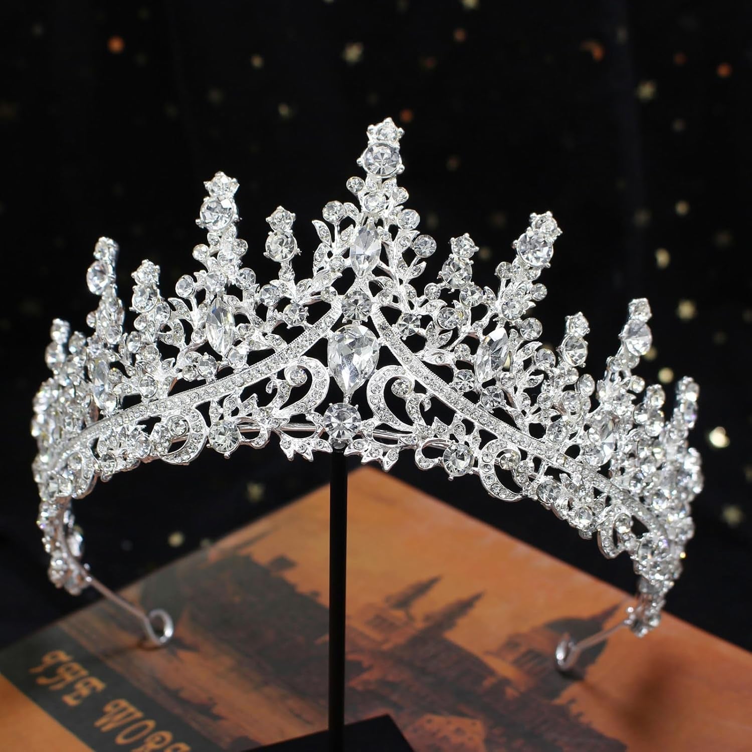 Silver Tiara and Crown for Women - Crystal Rhinestone Accessories for Bridal, Birthday, Prom, Halloween, and Costume Events