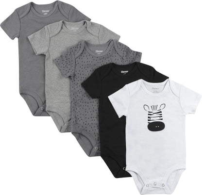 Baby Bodysuits, Ultimate Flexy Short Sleeve for Boys & Girls, 5-Pack