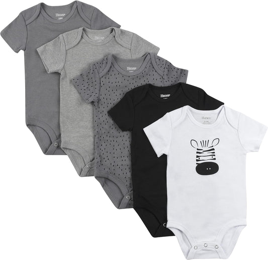 Baby Bodysuits, Ultimate Flexy Short Sleeve for Boys & Girls, 5-Pack