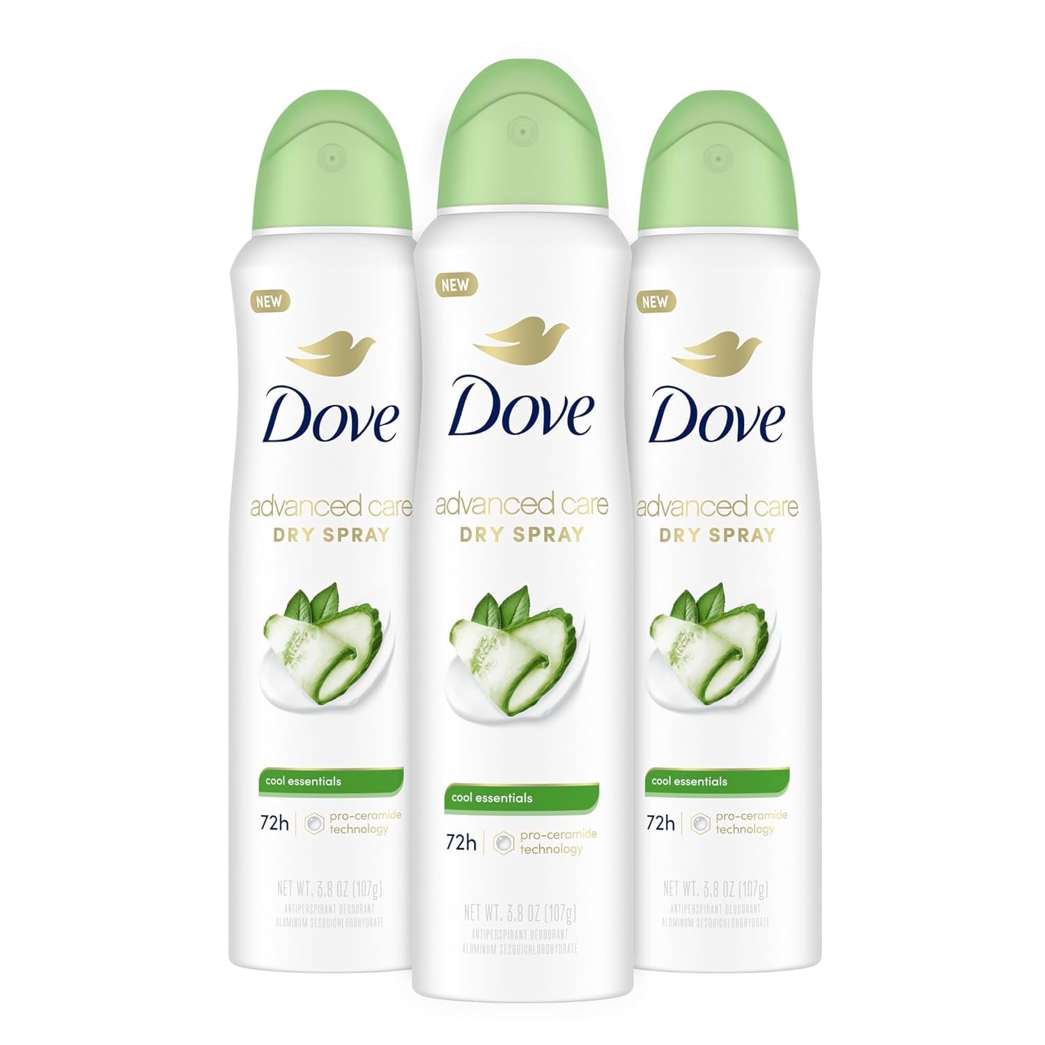 Advanced Care Antiperspirant Deodorant Dry Spray Cool Essentials 3 Count Antiperspirant Deodorant for Helping Your Skin Barrier Repair after Shaving with Pro Ceramide Technology 3.8 Oz