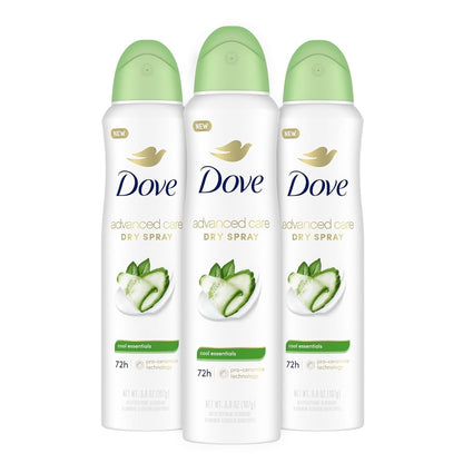 Advanced Care Antiperspirant Deodorant Dry Spray Cool Essentials 3 Count Antiperspirant Deodorant for Helping Your Skin Barrier Repair after Shaving with Pro Ceramide Technology 3.8 Oz